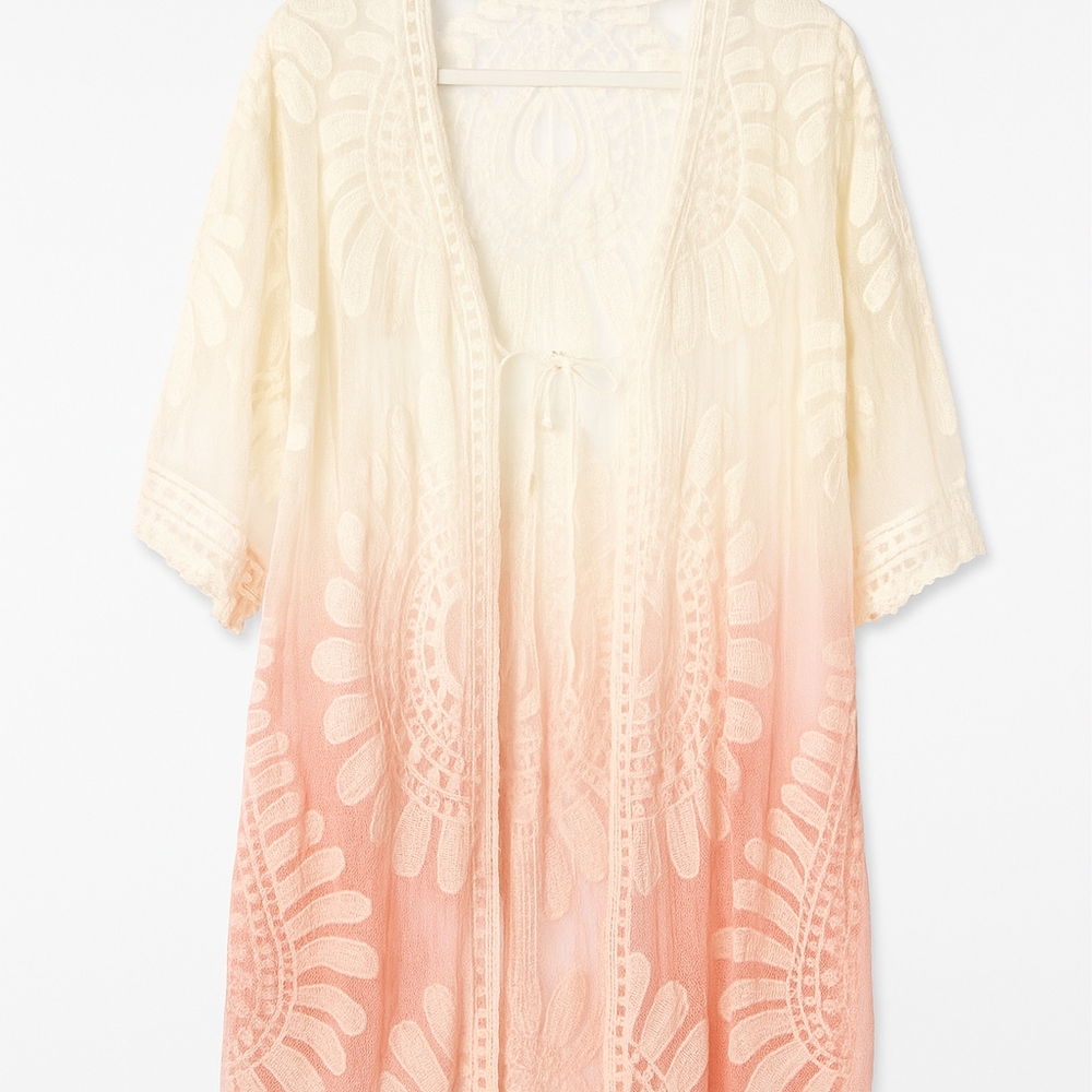Elegant Cream and Pink Swim Cover-Up